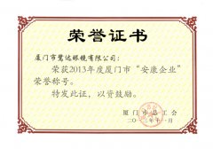 鹭达眼镜荣获厦门市“安康企业”荣誉称号[201